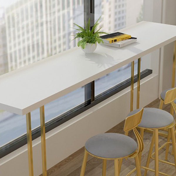 Nordic Style Bar Table Pine Top Pub Table with Gold Base for Dining Room Clearhalo 'Bar Furniture' 'Bar Tables' 'bar_tables' 'furn' 'furn_bar_tables' 'Furniture' 'furniture_bar_tables' 'Kitchen & Dining Furniture' 'kitchen&dining_furn' 'kitchen' 4274435