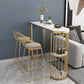Glam Stone Indoor Bar Dining Table Gold Iron Double Pedestal Bistro Table with Shelve Clearhalo 'Bar Furniture' 'Bar Tables' 'bar_tables' 'furn' 'furn_bar_tables' 'Furniture' 'furniture_bar_tables' 'Kitchen & Dining Furniture' 'kitchen&dining_furn' 'kitchen' 4274444