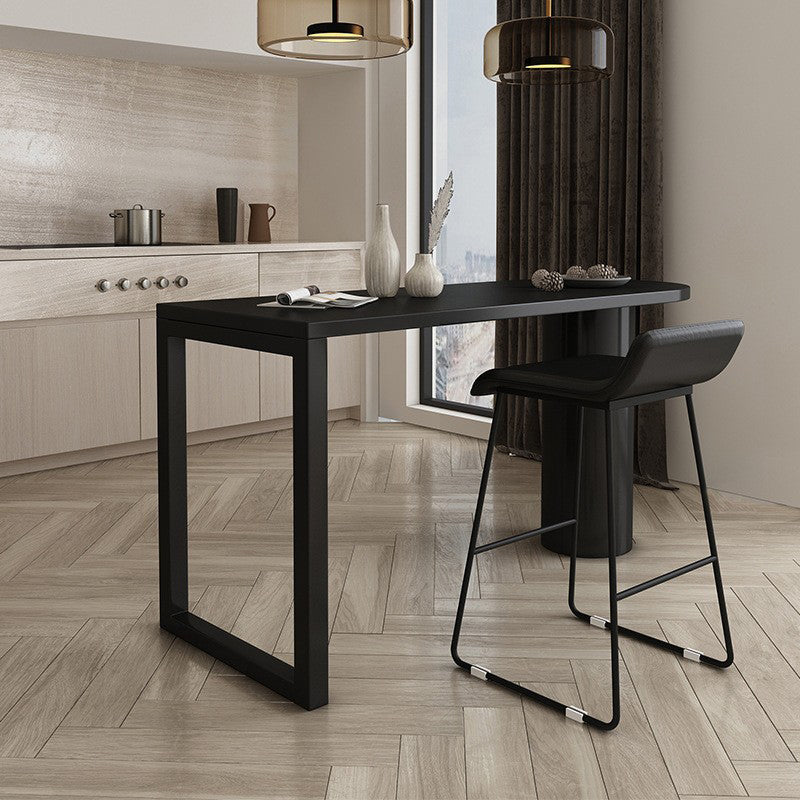 Industrial Style Pine Top Counter Table 42-inch Height Table for Living Room Black Without Chairs Clearhalo 'Bar Furniture' 'Bar Tables' 'bar_tables' 'furn' 'furn_bar_tables' 'Furniture' 'furniture_bar_tables' 'Kitchen & Dining Furniture' 'kitchen&dining_furn' 'kitchen' 4274456