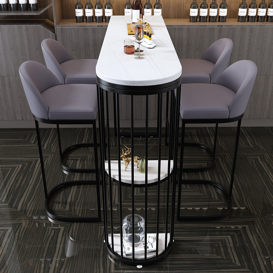 Industrial White Stone Top Counter Table 42-inch Height Table for Living Room Clearhalo 'Bar Furniture' 'Bar Tables' 'bar_tables' 'furn' 'furn_bar_tables' 'Furniture' 'furniture_bar_tables' 'Kitchen & Dining Furniture' 'kitchen&dining_furn' 'kitchen' 4274484