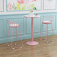 Industrial Metal Pink Bar Table Marble White 23.6"W Top Bistro Table for Cafe Clearhalo 'Bar Furniture' 'Bar Tables' 'bar_tables' 'furn' 'furn_bar_tables' 'Furniture' 'furniture_bar_tables' 'Kitchen & Dining Furniture' 'kitchen&dining_furn' 'kitchen' 4274497
