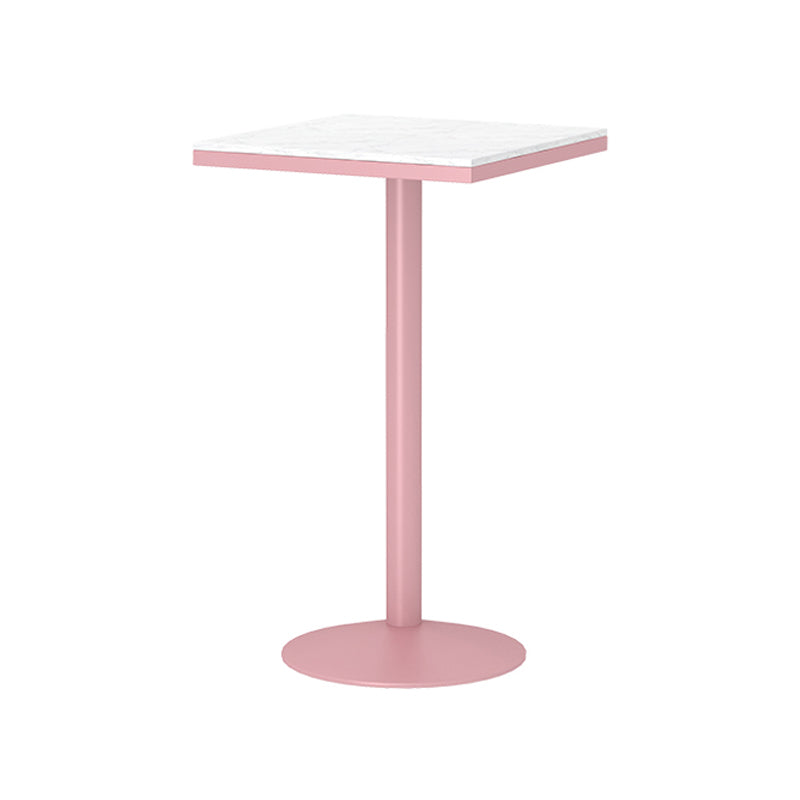 Industrial Metal Pink Bar Table Marble White 23.6"W Top Bistro Table for Cafe Square Without Chairs Clearhalo 'Bar Furniture' 'Bar Tables' 'bar_tables' 'furn' 'furn_bar_tables' 'Furniture' 'furniture_bar_tables' 'Kitchen & Dining Furniture' 'kitchen&dining_furn' 'kitchen' 4274498