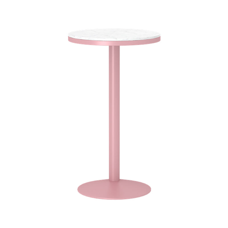 Industrial Metal Pink Bar Table Marble White 23.6"W Top Bistro Table for Cafe Round Without Chairs Clearhalo 'Bar Furniture' 'Bar Tables' 'bar_tables' 'furn' 'furn_bar_tables' 'Furniture' 'furniture_bar_tables' 'Kitchen & Dining Furniture' 'kitchen&dining_furn' 'kitchen' 4274499