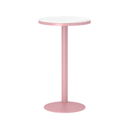 Industrial Metal Pink Bar Table Marble White 23.6"W Top Bistro Table for Cafe Round Without Chairs Clearhalo 'Bar Furniture' 'Bar Tables' 'bar_tables' 'furn' 'furn_bar_tables' 'Furniture' 'furniture_bar_tables' 'Kitchen & Dining Furniture' 'kitchen&dining_furn' 'kitchen' 4274499