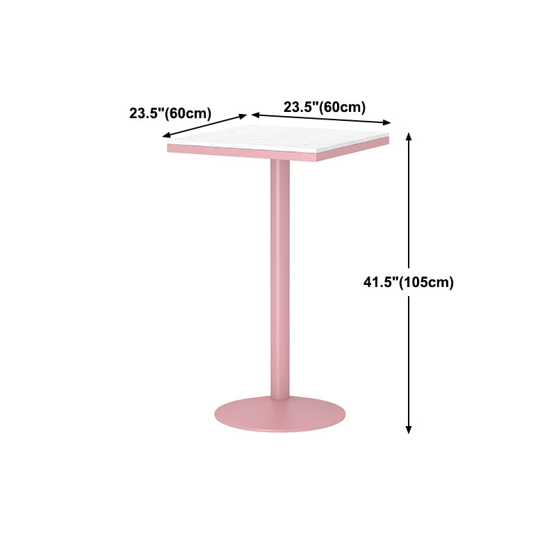 Industrial Metal Pink Bar Table Marble White 23.6"W Top Bistro Table for Cafe Clearhalo 'Bar Furniture' 'Bar Tables' 'bar_tables' 'furn' 'furn_bar_tables' 'Furniture' 'furniture_bar_tables' 'Kitchen & Dining Furniture' 'kitchen&dining_furn' 'kitchen' 4274511
