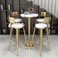 Glam Style Gold Iron Bar Table 19.6"W Top Marble Indoor Bistro Table with Pedestal Clearhalo 'Bar Furniture' 'Bar Tables' 'bar_tables' 'furn' 'furn_bar_tables' 'Furniture' 'furniture_bar_tables' 'Kitchen & Dining Furniture' 'kitchen&dining_furn' 'kitchen' 4274512