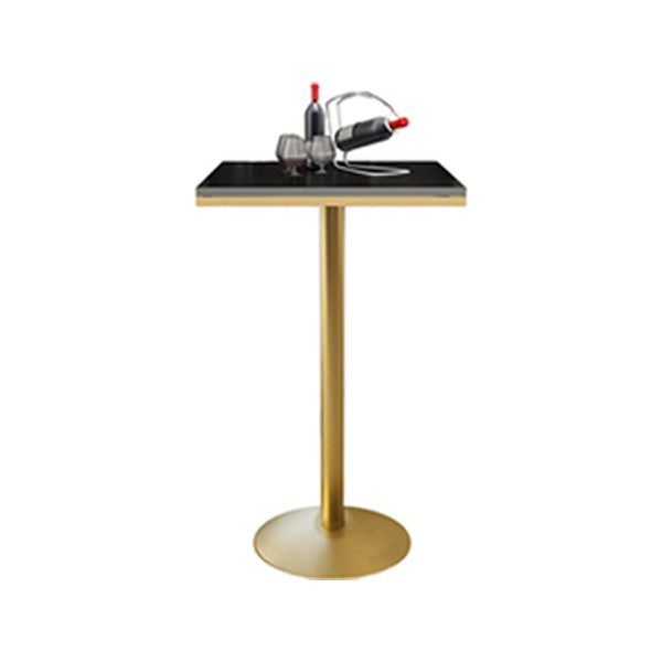 Glam Style Gold Iron Bar Table 19.6"W Top Marble Indoor Bistro Table with Pedestal Black Square Without Chairs Clearhalo 'Bar Furniture' 'Bar Tables' 'bar_tables' 'furn' 'furn_bar_tables' 'Furniture' 'furniture_bar_tables' 'Kitchen & Dining Furniture' 'kitchen&dining_furn' 'kitchen' 4274513