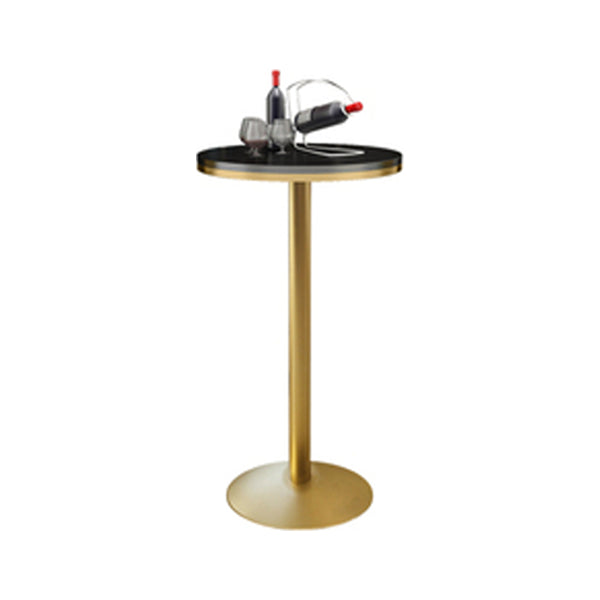 Glam Style Gold Iron Bar Table 19.6"W Top Marble Indoor Bistro Table with Pedestal Black Round Without Chairs Clearhalo 'Bar Furniture' 'Bar Tables' 'bar_tables' 'furn' 'furn_bar_tables' 'Furniture' 'furniture_bar_tables' 'Kitchen & Dining Furniture' 'kitchen&dining_furn' 'kitchen' 4274514