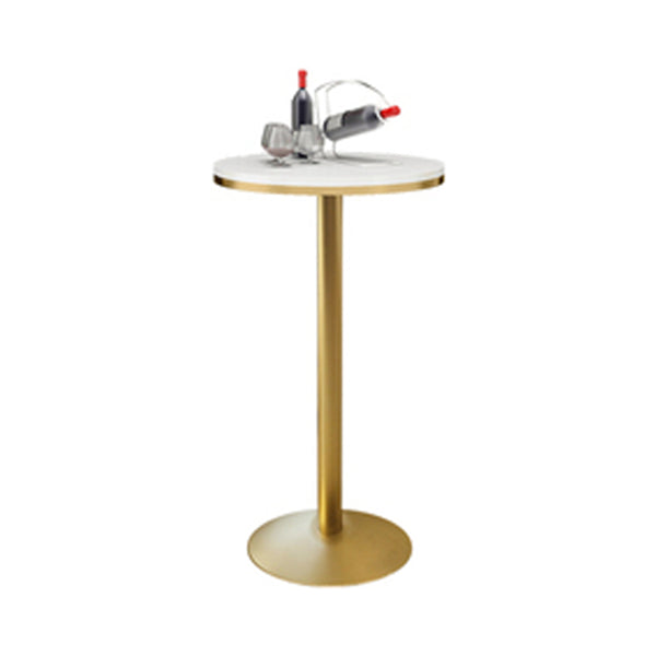 Glam Style Gold Iron Bar Table 19.6"W Top Marble Indoor Bistro Table with Pedestal White Round Without Chairs Clearhalo 'Bar Furniture' 'Bar Tables' 'bar_tables' 'furn' 'furn_bar_tables' 'Furniture' 'furniture_bar_tables' 'Kitchen & Dining Furniture' 'kitchen&dining_furn' 'kitchen' 4274518
