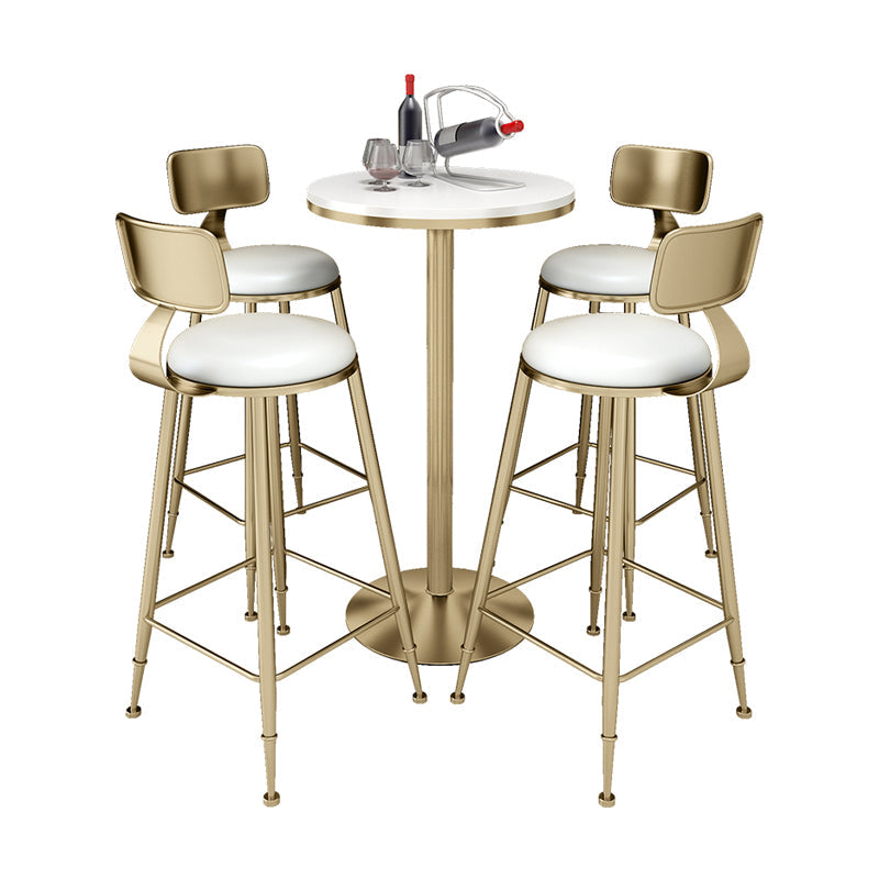 Glam Style Gold Iron Bar Table 19.6"W Top Marble Indoor Bistro Table with Pedestal Clearhalo 'Bar Furniture' 'Bar Tables' 'bar_tables' 'furn' 'furn_bar_tables' 'Furniture' 'furniture_bar_tables' 'Kitchen & Dining Furniture' 'kitchen&dining_furn' 'kitchen' 4274520