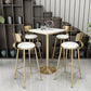 Glam Style Gold Iron Bar Table 19.6"W Top Marble Indoor Bistro Table with Pedestal Clearhalo 'Bar Furniture' 'Bar Tables' 'bar_tables' 'furn' 'furn_bar_tables' 'Furniture' 'furniture_bar_tables' 'Kitchen & Dining Furniture' 'kitchen&dining_furn' 'kitchen' 4274525