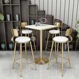 Glam Style Gold Iron Bar Table 19.6"W Top Marble Indoor Bistro Table with Pedestal Clearhalo 'Bar Furniture' 'Bar Tables' 'bar_tables' 'furn' 'furn_bar_tables' 'Furniture' 'furniture_bar_tables' 'Kitchen & Dining Furniture' 'kitchen&dining_furn' 'kitchen' 4274525
