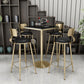 Glam Style Gold Iron Bar Table 19.6"W Top Marble Indoor Bistro Table with Pedestal Clearhalo 'Bar Furniture' 'Bar Tables' 'bar_tables' 'furn' 'furn_bar_tables' 'Furniture' 'furniture_bar_tables' 'Kitchen & Dining Furniture' 'kitchen&dining_furn' 'kitchen' 4274527