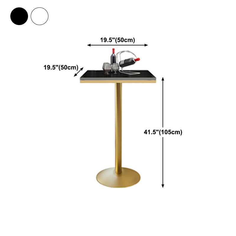 Glam Style Gold Iron Bar Table 19.6"W Top Marble Indoor Bistro Table with Pedestal Clearhalo 'Bar Furniture' 'Bar Tables' 'bar_tables' 'furn' 'furn_bar_tables' 'Furniture' 'furniture_bar_tables' 'Kitchen & Dining Furniture' 'kitchen&dining_furn' 'kitchen' 4274529