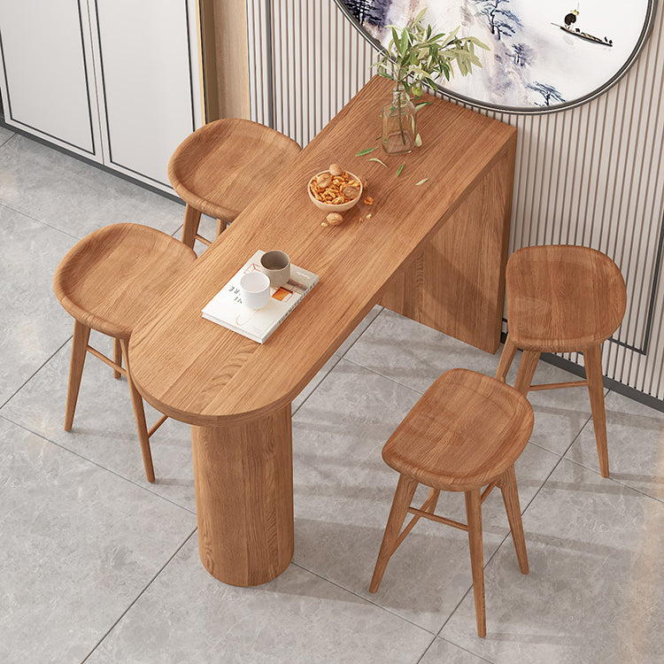 Industrial 41.3"H Bar Table Brown Wood Specialty Top Bistro Table with Double Pedestal Clearhalo 'Bar Furniture' 'Bar Tables' 'bar_tables' 'furn' 'furn_bar_tables' 'Furniture' 'furniture_bar_tables' 'Kitchen & Dining Furniture' 'kitchen&dining_furn' 'kitchen' 4274566