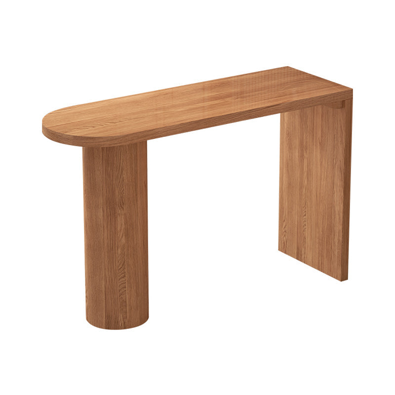 Industrial 41.3"H Bar Table Brown Wood Specialty Top Bistro Table with Double Pedestal Without Chairs Clearhalo 'Bar Furniture' 'Bar Tables' 'bar_tables' 'furn' 'furn_bar_tables' 'Furniture' 'furniture_bar_tables' 'Kitchen & Dining Furniture' 'kitchen&dining_furn' 'kitchen' 4274569