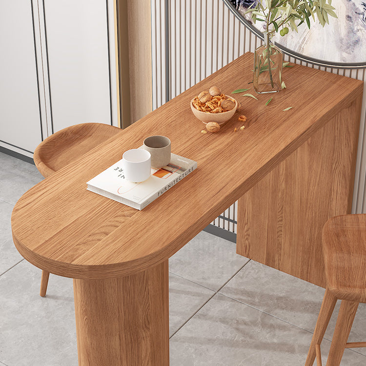 Industrial 41.3"H Bar Table Brown Wood Specialty Top Bistro Table with Double Pedestal Clearhalo 'Bar Furniture' 'Bar Tables' 'bar_tables' 'furn' 'furn_bar_tables' 'Furniture' 'furniture_bar_tables' 'Kitchen & Dining Furniture' 'kitchen&dining_furn' 'kitchen' 4274570