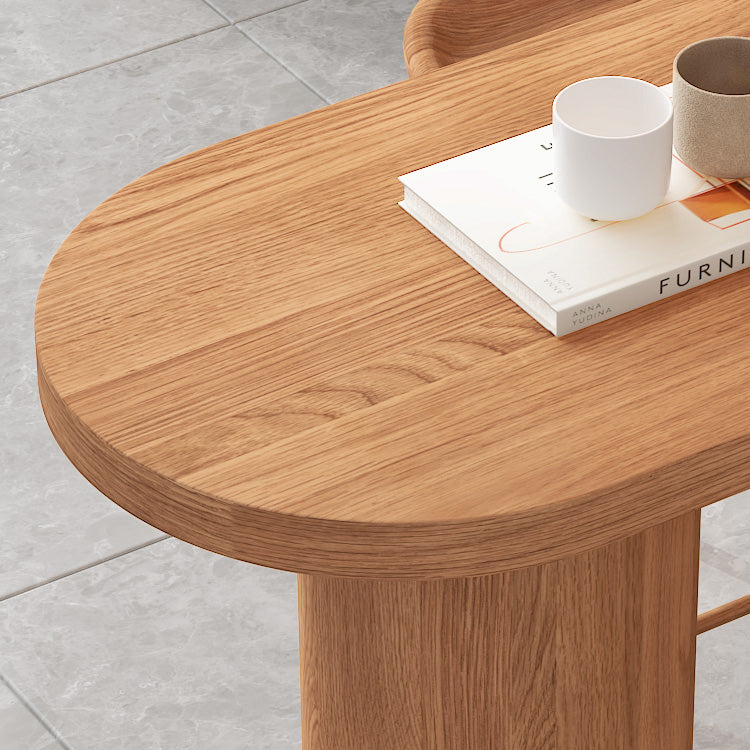 Industrial 41.3"H Bar Table Brown Wood Specialty Top Bistro Table with Double Pedestal Clearhalo 'Bar Furniture' 'Bar Tables' 'bar_tables' 'furn' 'furn_bar_tables' 'Furniture' 'furniture_bar_tables' 'Kitchen & Dining Furniture' 'kitchen&dining_furn' 'kitchen' 4274572