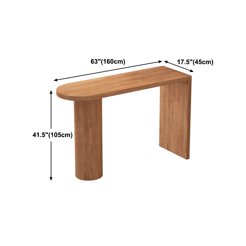 Industrial 41.3"H Bar Table Brown Wood Specialty Top Bistro Table with Double Pedestal Clearhalo 'Bar Furniture' 'Bar Tables' 'bar_tables' 'furn' 'furn_bar_tables' 'Furniture' 'furniture_bar_tables' 'Kitchen & Dining Furniture' 'kitchen&dining_furn' 'kitchen' 4274579