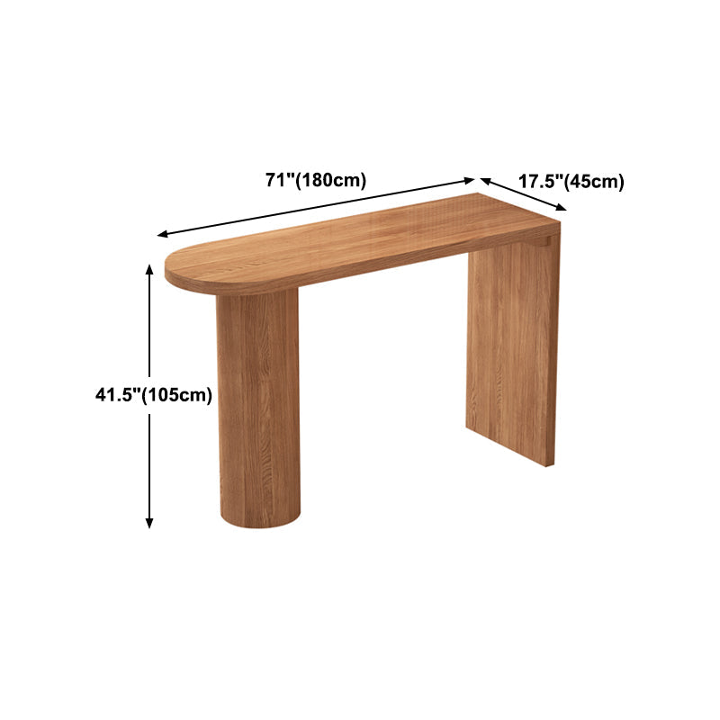 Industrial 41.3"H Bar Table Brown Wood Specialty Top Bistro Table with Double Pedestal Clearhalo 'Bar Furniture' 'Bar Tables' 'bar_tables' 'furn' 'furn_bar_tables' 'Furniture' 'furniture_bar_tables' 'Kitchen & Dining Furniture' 'kitchen&dining_furn' 'kitchen' 4274580