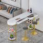 Stone Indoor Glam Bar Dining Table Gold Iron Double Pedestal Bistro Table with Drawer Clearhalo 'Bar Furniture' 'Bar Tables' 'bar_tables' 'furn' 'furn_bar_tables' 'Furniture' 'furniture_bar_tables' 'Kitchen & Dining Furniture' 'kitchen&dining_furn' 'kitchen' 4274584