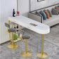 Stone Indoor Glam Bar Dining Table Gold Iron Double Pedestal Bistro Table with Drawer Clearhalo 'Bar Furniture' 'Bar Tables' 'bar_tables' 'furn' 'furn_bar_tables' 'Furniture' 'furniture_bar_tables' 'Kitchen & Dining Furniture' 'kitchen&dining_furn' 'kitchen' 4274593