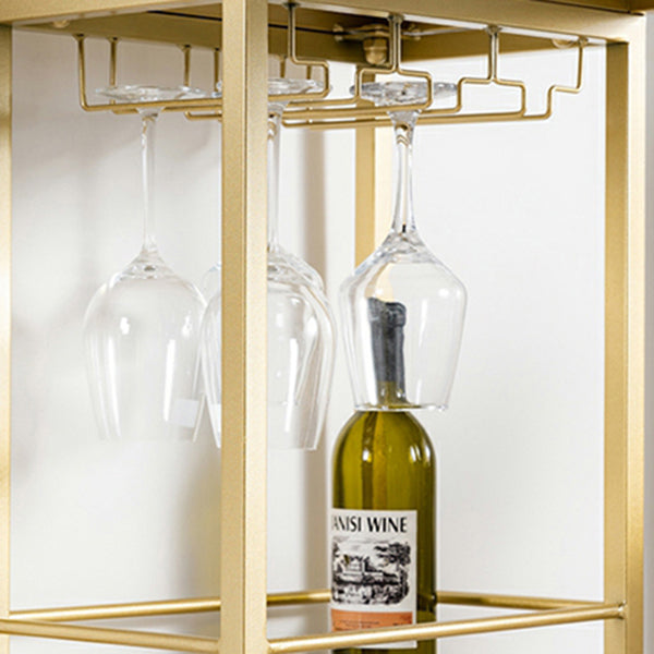 Glam White Stone Bar Dining Table Gold Iron Double Pedestal Bistro Table with Shelve Clearhalo 'Bar Furniture' 'Bar Tables' 'bar_tables' 'furn' 'furn_bar_tables' 'Furniture' 'furniture_bar_tables' 'Kitchen & Dining Furniture' 'kitchen&dining_furn' 'kitchen' 4274632