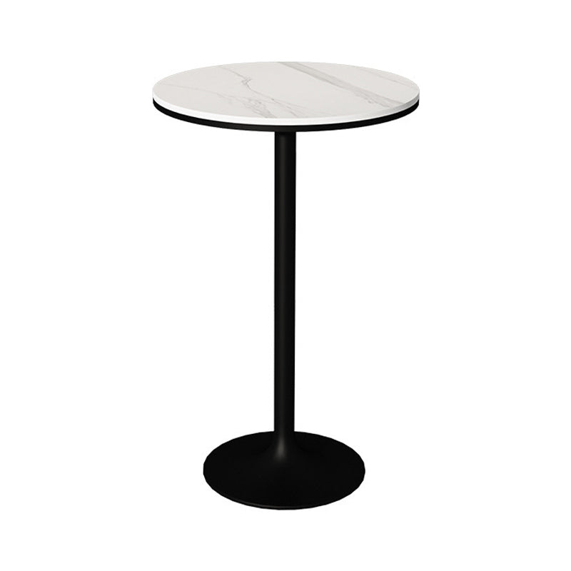Glam Round Stone Bar Dining Table Iron Indoor Bistro Table with Single Pedestal Black Without Chairs Clearhalo 'Bar Furniture' 'Bar Tables' 'bar_tables' 'furn' 'furn_bar_tables' 'Furniture' 'furniture_bar_tables' 'Kitchen & Dining Furniture' 'kitchen&dining_furn' 'kitchen' 4274662
