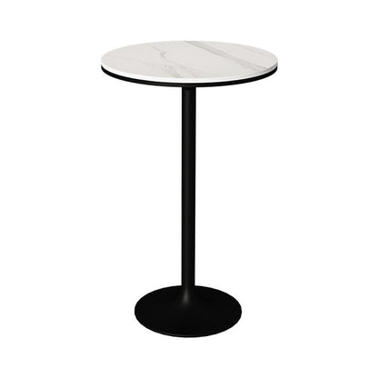 Glam Round Stone Bar Dining Table Iron Indoor Bistro Table with Single Pedestal Black Without Chairs Clearhalo 'Bar Furniture' 'Bar Tables' 'bar_tables' 'furn' 'furn_bar_tables' 'Furniture' 'furniture_bar_tables' 'Kitchen & Dining Furniture' 'kitchen&dining_furn' 'kitchen' 4274662