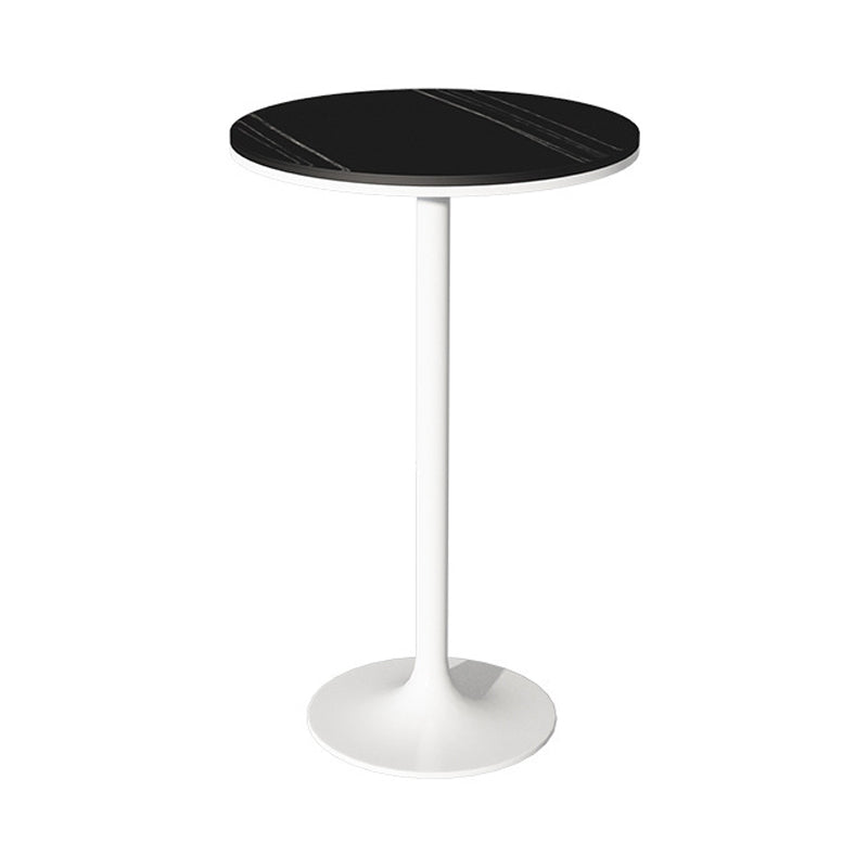 Glam Round Stone Bar Dining Table Iron Indoor Bistro Table with Single Pedestal White Without Chairs Clearhalo 'Bar Furniture' 'Bar Tables' 'bar_tables' 'furn' 'furn_bar_tables' 'Furniture' 'furniture_bar_tables' 'Kitchen & Dining Furniture' 'kitchen&dining_furn' 'kitchen' 4274665
