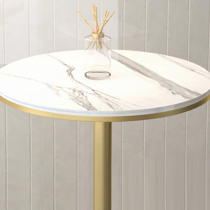 Glam Round Stone Bar Dining Table Iron Indoor Bistro Table with Single Pedestal Clearhalo 'Bar Furniture' 'Bar Tables' 'bar_tables' 'furn' 'furn_bar_tables' 'Furniture' 'furniture_bar_tables' 'Kitchen & Dining Furniture' 'kitchen&dining_furn' 'kitchen' 4274670