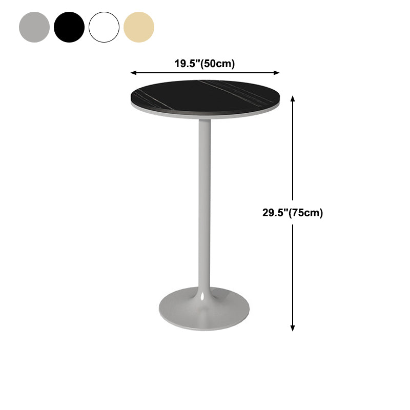 Glam Round Stone Bar Dining Table Iron Indoor Bistro Table with Single Pedestal Clearhalo 'Bar Furniture' 'Bar Tables' 'bar_tables' 'furn' 'furn_bar_tables' 'Furniture' 'furniture_bar_tables' 'Kitchen & Dining Furniture' 'kitchen&dining_furn' 'kitchen' 4274674