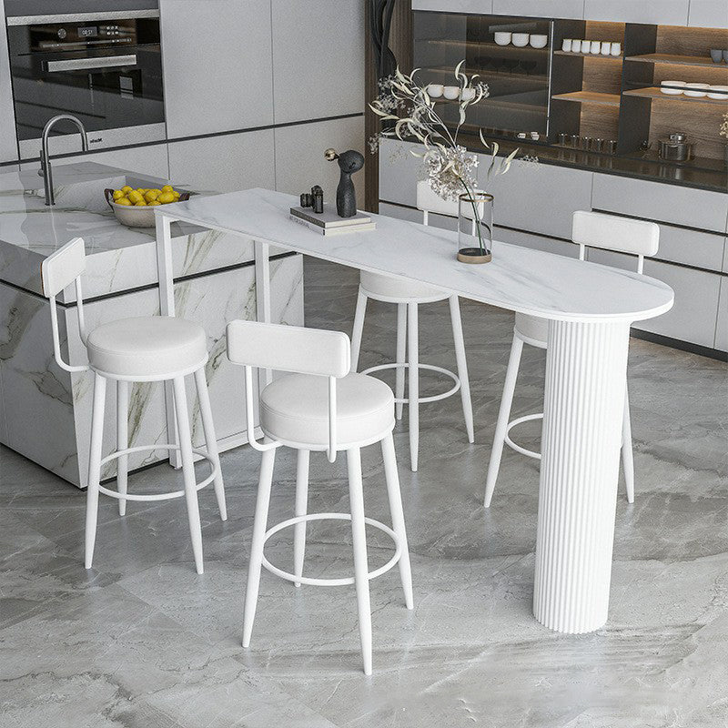 Stone Indoor Glam Bar Dining Table Iron Bistro Table with Double Pedestal Clearhalo 'Bar Furniture' 'Bar Tables' 'bar_tables' 'furn' 'furn_bar_tables' 'Furniture' 'furniture_bar_tables' 'Kitchen & Dining Furniture' 'kitchen&dining_furn' 'kitchen' 4274721