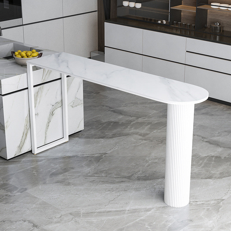 Stone Indoor Glam Bar Dining Table Iron Bistro Table with Double Pedestal White White Clearhalo 'Bar Furniture' 'Bar Tables' 'bar_tables' 'furn' 'furn_bar_tables' 'Furniture' 'furniture_bar_tables' 'Kitchen & Dining Furniture' 'kitchen&dining_furn' 'kitchen' 4274726