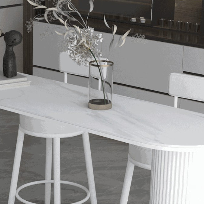 Stone Indoor Glam Bar Dining Table Iron Bistro Table with Double Pedestal Clearhalo 'Bar Furniture' 'Bar Tables' 'bar_tables' 'furn' 'furn_bar_tables' 'Furniture' 'furniture_bar_tables' 'Kitchen & Dining Furniture' 'kitchen&dining_furn' 'kitchen' 4274729