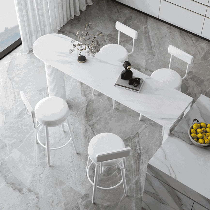 Stone Indoor Glam Bar Dining Table Iron Bistro Table with Double Pedestal Clearhalo 'Bar Furniture' 'Bar Tables' 'bar_tables' 'furn' 'furn_bar_tables' 'Furniture' 'furniture_bar_tables' 'Kitchen & Dining Furniture' 'kitchen&dining_furn' 'kitchen' 4274731