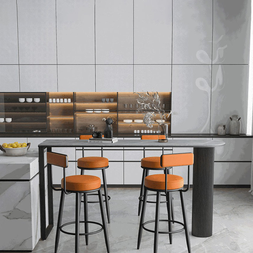 Stone Indoor Glam Bar Dining Table Iron Bistro Table with Double Pedestal Clearhalo 'Bar Furniture' 'Bar Tables' 'bar_tables' 'furn' 'furn_bar_tables' 'Furniture' 'furniture_bar_tables' 'Kitchen & Dining Furniture' 'kitchen&dining_furn' 'kitchen' 4274732