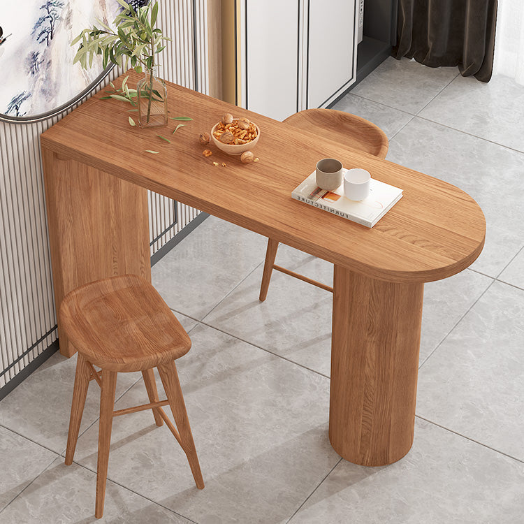 Industrial 41.3"H Bar Table Brown Wood Specialty Top Bistro Table for Living Room Clearhalo 'Bar Furniture' 'Bar Tables' 'bar_tables' 'furn' 'furn_bar_tables' 'Furniture' 'furniture_bar_tables' 'Kitchen & Dining Furniture' 'kitchen&dining_furn' 'kitchen' 4274737