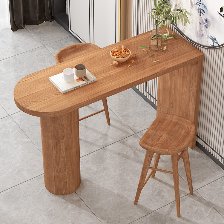 Industrial 41.3"H Bar Table Brown Wood Specialty Top Bistro Table for Living Room Clearhalo 'Bar Furniture' 'Bar Tables' 'bar_tables' 'furn' 'furn_bar_tables' 'Furniture' 'furniture_bar_tables' 'Kitchen & Dining Furniture' 'kitchen&dining_furn' 'kitchen' 4274738