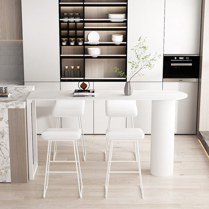 Industrial 41.3"H Bar Table Faux Marble White Top Specialty Bistro Table Clearhalo 'Bar Furniture' 'Bar Tables' 'bar_tables' 'furn' 'furn_bar_tables' 'Furniture' 'furniture_bar_tables' 'Kitchen & Dining Furniture' 'kitchen&dining_furn' 'kitchen' 4274751