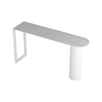 Industrial 41.3"H Bar Table Faux Marble White Top Specialty Bistro Table Without Chairs Clearhalo 'Bar Furniture' 'Bar Tables' 'bar_tables' 'furn' 'furn_bar_tables' 'Furniture' 'furniture_bar_tables' 'Kitchen & Dining Furniture' 'kitchen&dining_furn' 'kitchen' 4274753