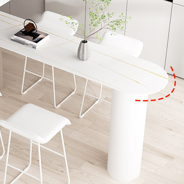 Industrial 41.3"H Bar Table Faux Marble White Top Specialty Bistro Table Clearhalo 'Bar Furniture' 'Bar Tables' 'bar_tables' 'furn' 'furn_bar_tables' 'Furniture' 'furniture_bar_tables' 'Kitchen & Dining Furniture' 'kitchen&dining_furn' 'kitchen' 4274754