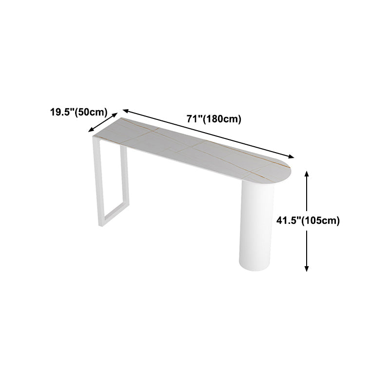 Industrial 41.3"H Bar Table Faux Marble White Top Specialty Bistro Table Clearhalo 'Bar Furniture' 'Bar Tables' 'bar_tables' 'furn' 'furn_bar_tables' 'Furniture' 'furniture_bar_tables' 'Kitchen & Dining Furniture' 'kitchen&dining_furn' 'kitchen' 4274761