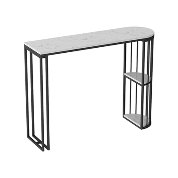 Industrial 41.3"H Bar Table Faux Marble White Top Specialty Bistro Table for Living Room Black Without Chairs Clearhalo 'Bar Furniture' 'Bar Tables' 'bar_tables' 'furn' 'furn_bar_tables' 'Furniture' 'furniture_bar_tables' 'Kitchen & Dining Furniture' 'kitchen&dining_furn' 'kitchen' 4274801