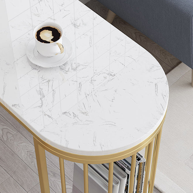 Industrial 41.3"H Bar Table Faux Marble White Top Specialty Bistro Table for Living Room Clearhalo 'Bar Furniture' 'Bar Tables' 'bar_tables' 'furn' 'furn_bar_tables' 'Furniture' 'furniture_bar_tables' 'Kitchen & Dining Furniture' 'kitchen&dining_furn' 'kitchen' 4274806