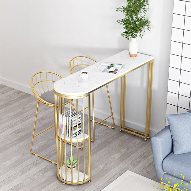 Industrial 41.3"H Bar Table Faux Marble White Top Specialty Bistro Table for Living Room Clearhalo 'Bar Furniture' 'Bar Tables' 'bar_tables' 'furn' 'furn_bar_tables' 'Furniture' 'furniture_bar_tables' 'Kitchen & Dining Furniture' 'kitchen&dining_furn' 'kitchen' 4274808