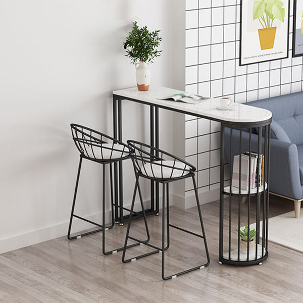 Industrial 41.3"H Bar Table Faux Marble White Top Specialty Bistro Table for Living Room Clearhalo 'Bar Furniture' 'Bar Tables' 'bar_tables' 'furn' 'furn_bar_tables' 'Furniture' 'furniture_bar_tables' 'Kitchen & Dining Furniture' 'kitchen&dining_furn' 'kitchen' 4274809