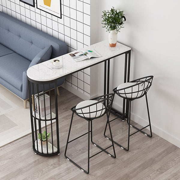 Industrial 41.3"H Bar Table Faux Marble White Top Specialty Bistro Table for Living Room Clearhalo 'Bar Furniture' 'Bar Tables' 'bar_tables' 'furn' 'furn_bar_tables' 'Furniture' 'furniture_bar_tables' 'Kitchen & Dining Furniture' 'kitchen&dining_furn' 'kitchen' 4274811