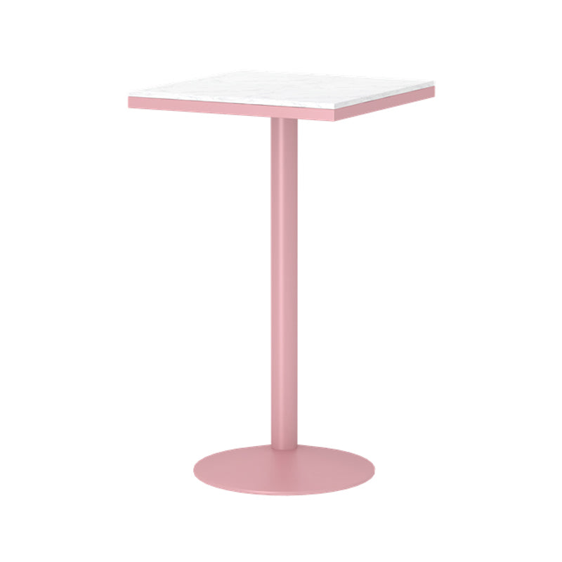 Industrial Style Pink Bar Table Marble White 23.6"W Top Indoor Bistro Table Square Without Chairs Clearhalo 'Bar Furniture' 'Bar Tables' 'bar_tables' 'furn' 'furn_bar_tables' 'Furniture' 'furniture_bar_tables' 'Kitchen & Dining Furniture' 'kitchen&dining_furn' 'kitchen' 4274819
