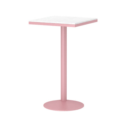 Industrial Style Pink Bar Table Marble White 23.6"W Top Indoor Bistro Table Square Without Chairs Clearhalo 'Bar Furniture' 'Bar Tables' 'bar_tables' 'furn' 'furn_bar_tables' 'Furniture' 'furniture_bar_tables' 'Kitchen & Dining Furniture' 'kitchen&dining_furn' 'kitchen' 4274819